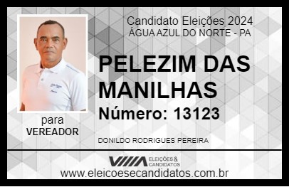 Candidato PELEZIM DAS MANILHAS 2024 - ÁGUA AZUL DO NORTE - Eleições