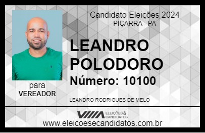 Candidato LEANDRO POLODORO 2024 - PIÇARRA - Eleições