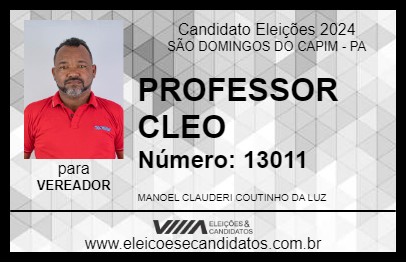 Candidato PROFESSOR CLEO 2024 - SÃO DOMINGOS DO CAPIM - Eleições