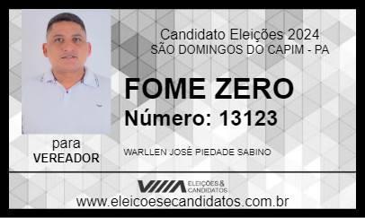 Candidato FOME ZERO 2024 - SÃO DOMINGOS DO CAPIM - Eleições