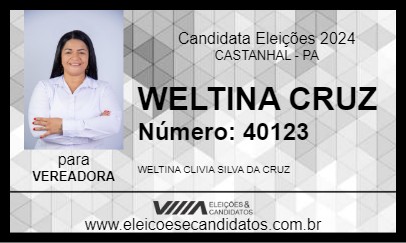 Candidato WELTINA CRUZ 2024 - CASTANHAL - Eleições