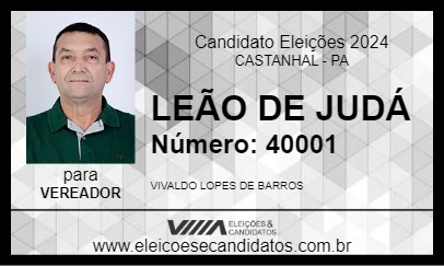 Candidato LEÃO DE JUDÁ 2024 - CASTANHAL - Eleições