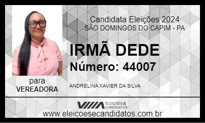 Candidato IRMÃ DEDE 2024 - SÃO DOMINGOS DO CAPIM - Eleições