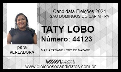 Candidato TATY LOBO 2024 - SÃO DOMINGOS DO CAPIM - Eleições