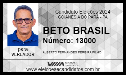 Candidato BETO BRASIL 2024 - GOIANÉSIA DO PARÁ - Eleições