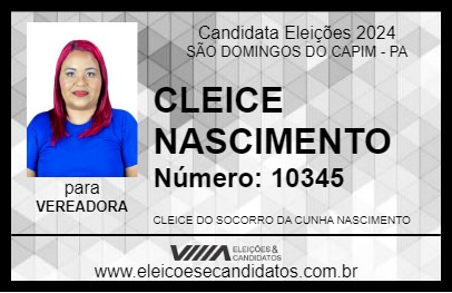 Candidato CLEICE NASCIMENTO 2024 - SÃO DOMINGOS DO CAPIM - Eleições