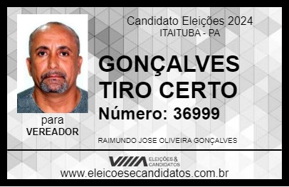 Candidato GONÇALVES TIRO CERTO 2024 - ITAITUBA - Eleições