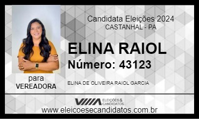 Candidato ELINA RAIOL 2024 - CASTANHAL - Eleições