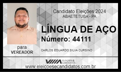 Candidato LÍNGUA DE AÇO 2024 - ABAETETUBA - Eleições