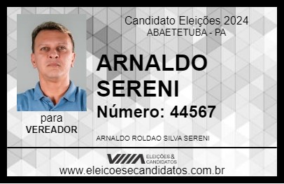 Candidato ARNALDO SERENI 2024 - ABAETETUBA - Eleições