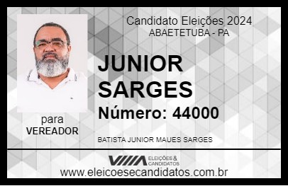 Candidato JUNIOR SARGES 2024 - ABAETETUBA - Eleições