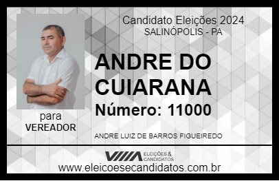 Candidato ANDRE DO CUIARANA 2024 - SALINÓPOLIS - Eleições