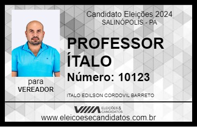 Candidato PROFESSOR ÍTALO 2024 - SALINÓPOLIS - Eleições