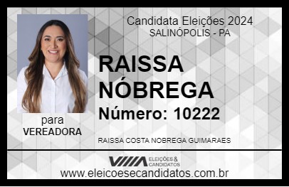 Candidato RAISSA NÓBREGA 2024 - SALINÓPOLIS - Eleições