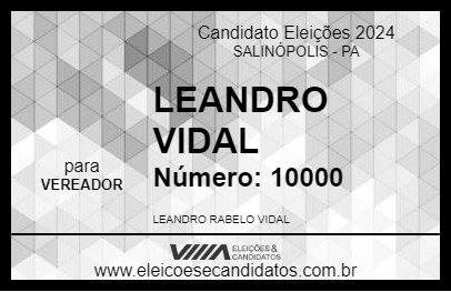 Candidato LEANDRO VIDAL 2024 - SALINÓPOLIS - Eleições