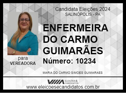 Candidato ENFERMEIRA DO CARMO GUIMARÃES 2024 - SALINÓPOLIS - Eleições