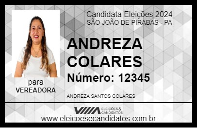 Candidato ANDREZA COLARES 2024 - SÃO JOÃO DE PIRABAS - Eleições