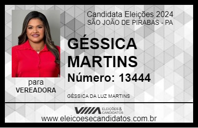 Candidato GÉSSICA MARTINS 2024 - SÃO JOÃO DE PIRABAS - Eleições