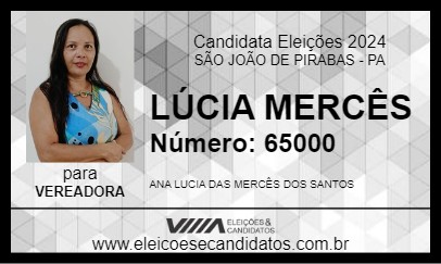 Candidato LÚCIA MERCÊS 2024 - SÃO JOÃO DE PIRABAS - Eleições