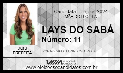 Candidato LAYS DO SABÁ 2024 - MÃE DO RIO - Eleições