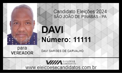 Candidato DAVI 2024 - SÃO JOÃO DE PIRABAS - Eleições