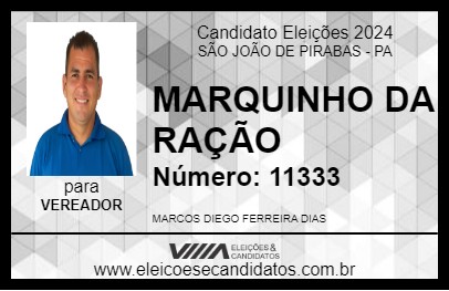 Candidato MARQUINHO DA RAÇÃO 2024 - SÃO JOÃO DE PIRABAS - Eleições