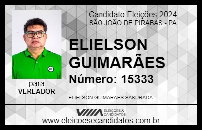 Candidato ELIELSON GUIMARÃES 2024 - SÃO JOÃO DE PIRABAS - Eleições