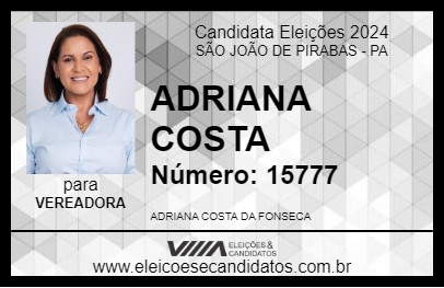 Candidato ADRIANA COSTA 2024 - SÃO JOÃO DE PIRABAS - Eleições