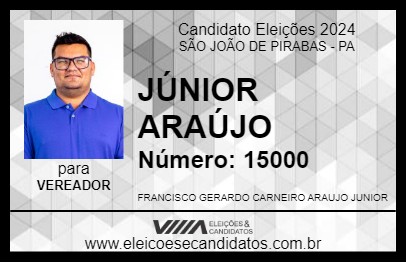 Candidato JÚNIOR ARAÚJO 2024 - SÃO JOÃO DE PIRABAS - Eleições