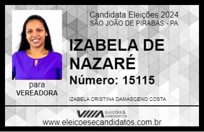 Candidato IZABELA DE NAZARÉ 2024 - SÃO JOÃO DE PIRABAS - Eleições