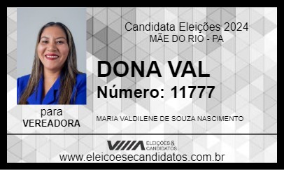 Candidato DONA VAL 2024 - MÃE DO RIO - Eleições