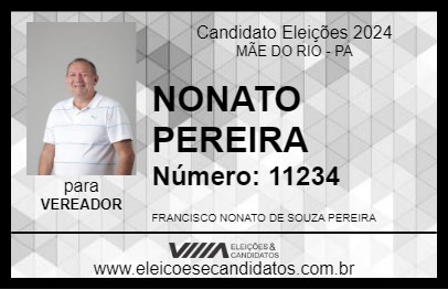 Candidato NONATO PEREIRA 2024 - MÃE DO RIO - Eleições