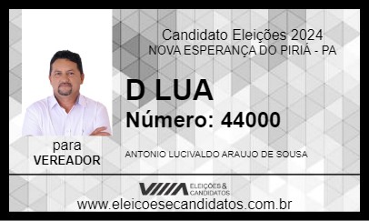 Candidato D LUA 2024 - NOVA ESPERANÇA DO PIRIÁ - Eleições