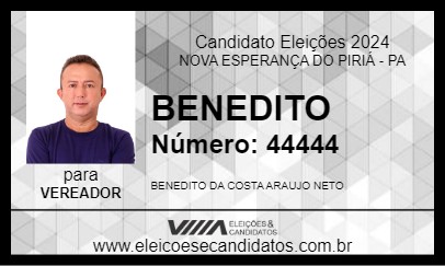 Candidato BENEDITO 2024 - NOVA ESPERANÇA DO PIRIÁ - Eleições