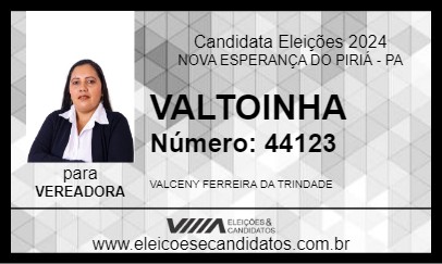 Candidato VALTOINHA 2024 - NOVA ESPERANÇA DO PIRIÁ - Eleições