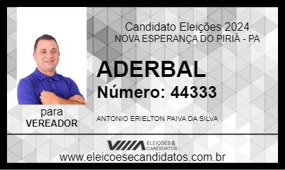 Candidato ADERBAL 2024 - NOVA ESPERANÇA DO PIRIÁ - Eleições