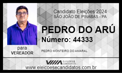 Candidato PEDRO DO ARÚ 2024 - SÃO JOÃO DE PIRABAS - Eleições