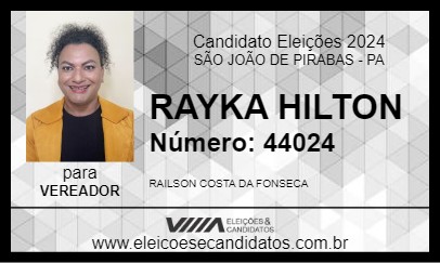 Candidato RAYKA HILTON 2024 - SÃO JOÃO DE PIRABAS - Eleições