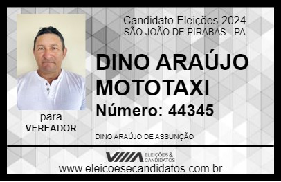 Candidato DINO ARAÚJO MOTOTAXI 2024 - SÃO JOÃO DE PIRABAS - Eleições