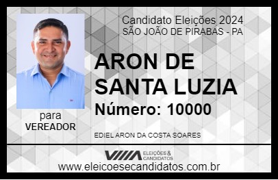 Candidato ARON DE SANTA LUZIA  2024 - SÃO JOÃO DE PIRABAS - Eleições