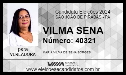 Candidato VILMA SENA 2024 - SÃO JOÃO DE PIRABAS - Eleições