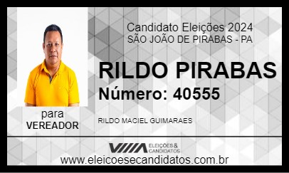 Candidato RILDO PIRABAS 2024 - SÃO JOÃO DE PIRABAS - Eleições