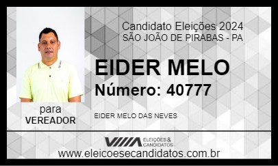 Candidato EIDER MELO 2024 - SÃO JOÃO DE PIRABAS - Eleições