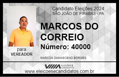 Candidato MARCOS DO CORREIO 2024 - SÃO JOÃO DE PIRABAS - Eleições