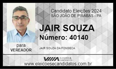 Candidato JAIR SOUZA 2024 - SÃO JOÃO DE PIRABAS - Eleições