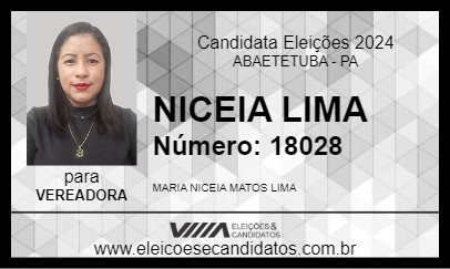 Candidato NICEIA LIMA 2024 - ABAETETUBA - Eleições