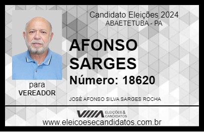 Candidato AFONSO SARGES 2024 - ABAETETUBA - Eleições