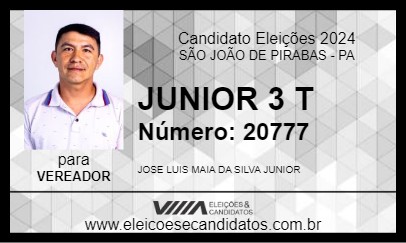 Candidato JUNIOR 3 T 2024 - SÃO JOÃO DE PIRABAS - Eleições