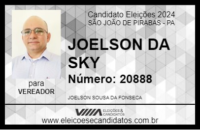 Candidato JOELSON DA SKY 2024 - SÃO JOÃO DE PIRABAS - Eleições