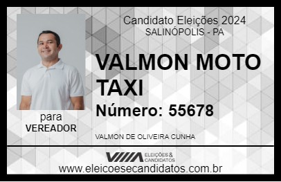 Candidato VALMON MOTO TAXI 2024 - SALINÓPOLIS - Eleições